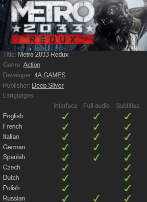 Metro 2033 Redux Steam - Click Image to Close